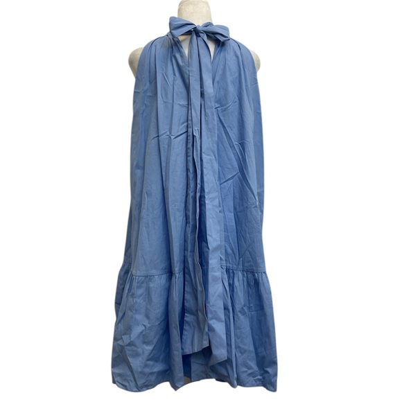 & Other Stories Blue Halter Bow Back Mini Trapeze Dress - Picture 5 of 10